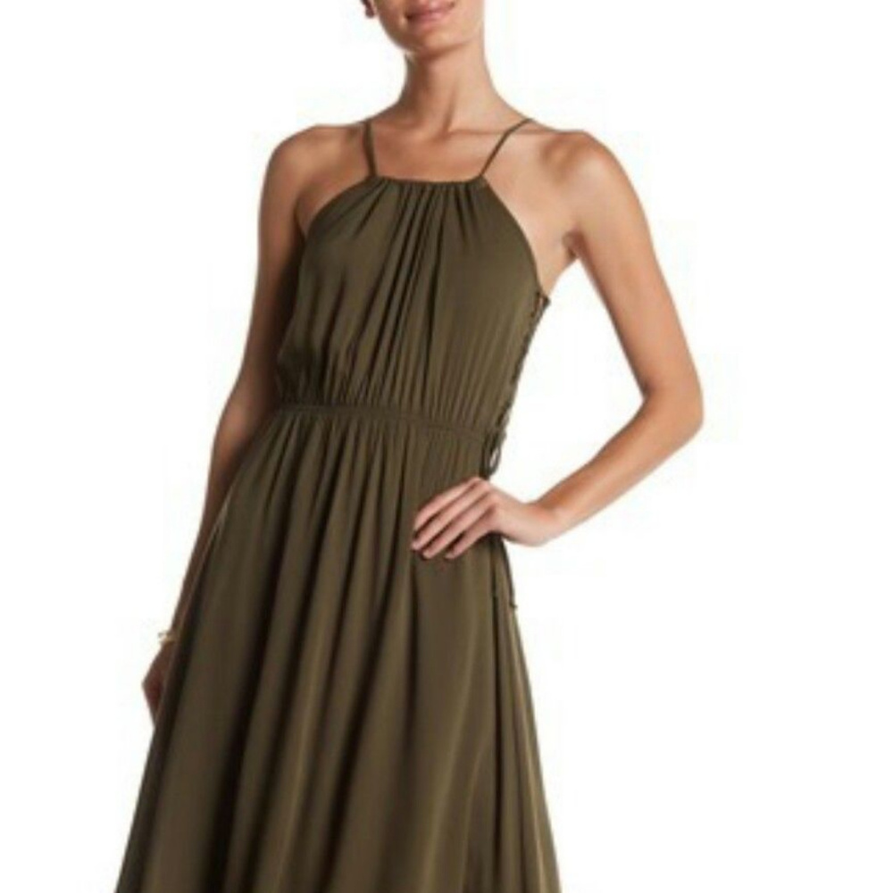Fraiche By J Maxi Dress Side Lace Up Olive